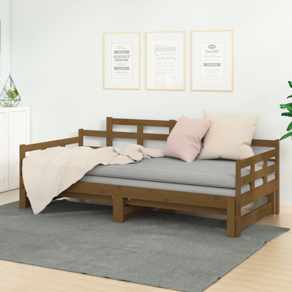 vidaXL Estrutura sofá-cama de puxar 2x(90x200) cm pinho castanho-mel