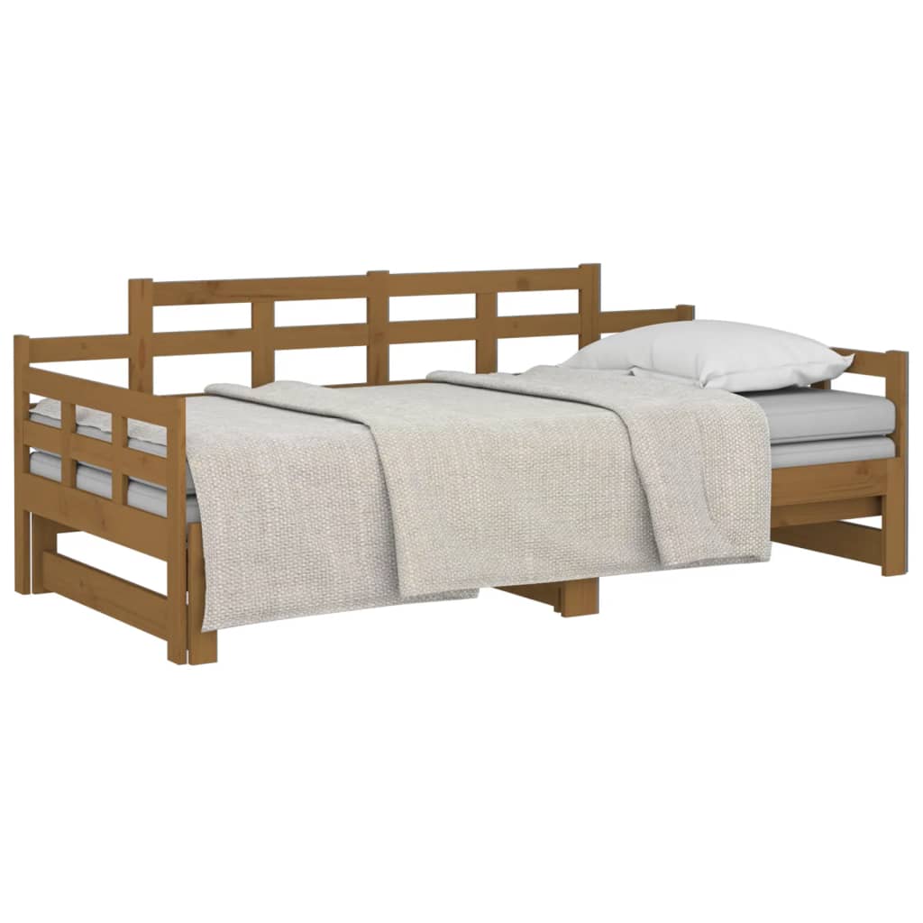 vidaXL Estrutura sofá-cama de puxar 2x(90x200) cm pinho castanho-mel