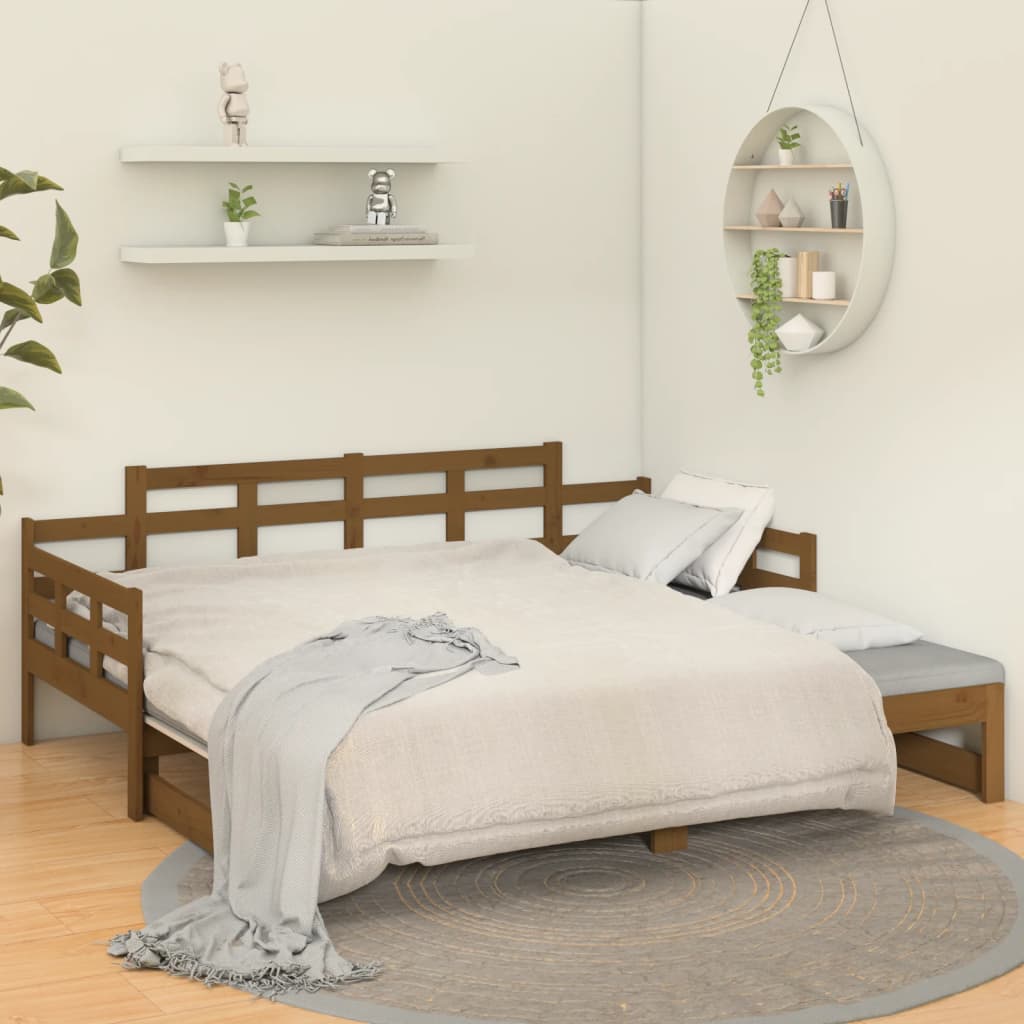 vidaXL Estrutura sofá-cama de puxar 2x(90x200) cm pinho castanho-mel