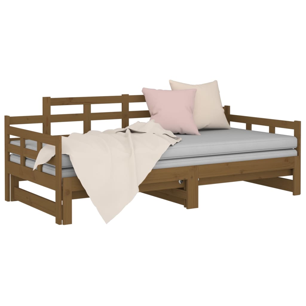 vidaXL Estrutura sofá-cama de puxar 2x(90x200) cm pinho castanho-mel