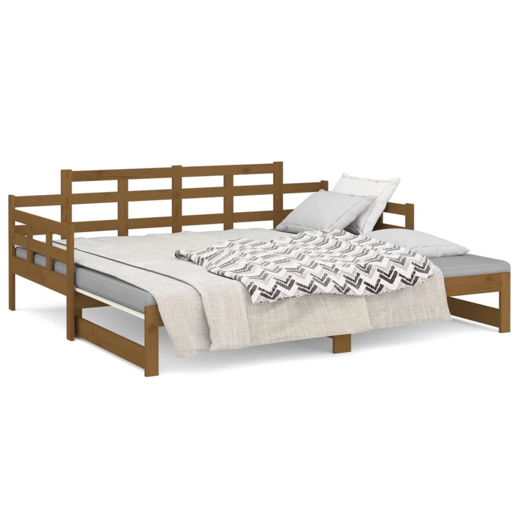 vidaXL Estrutura sofá-cama de puxar 2x(90x200) cm pinho castanho-mel