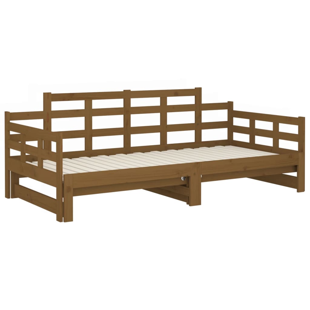 vidaXL Estrutura sofá-cama de puxar 2x(90x200) cm pinho castanho-mel