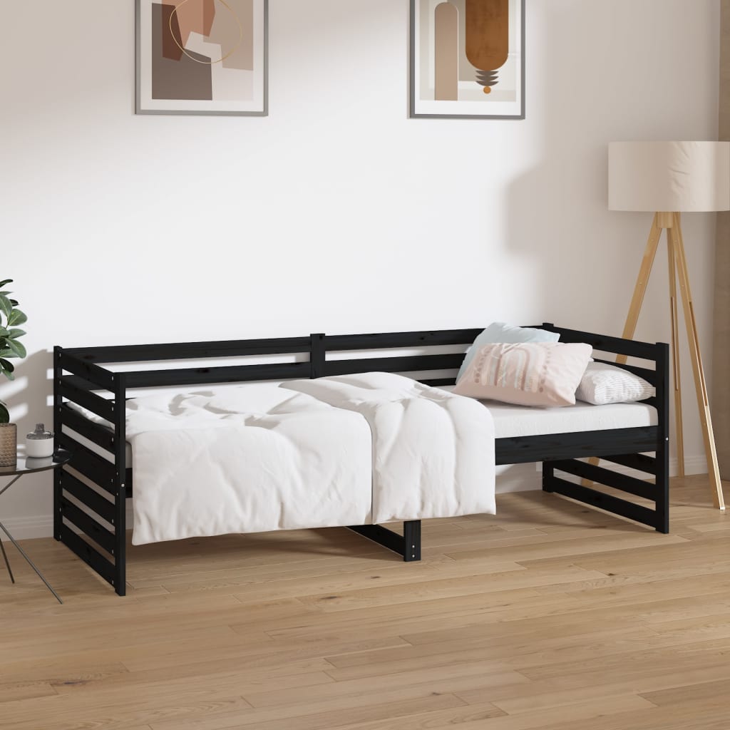 vidaXL Sofá-cama 80x200 cm madeira de pinho maciça preto