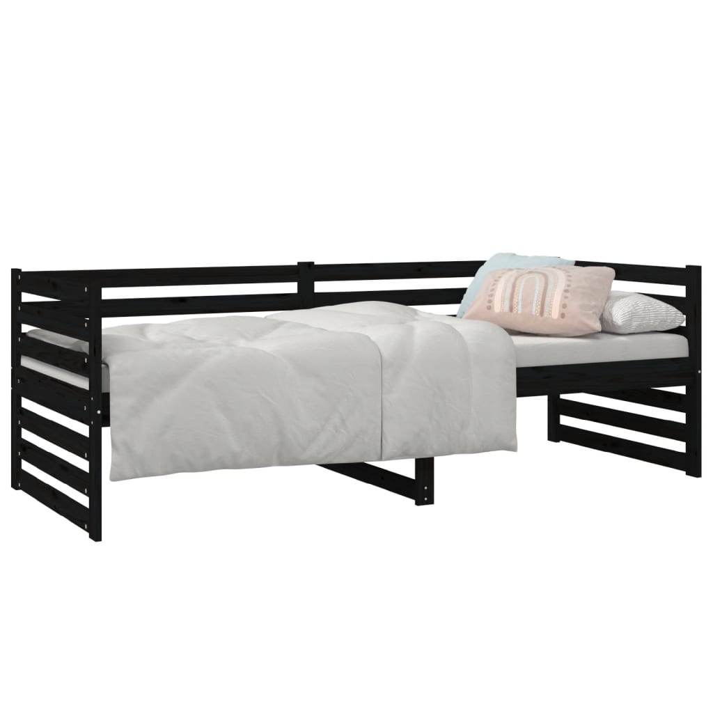 vidaXL Sofá-cama 80x200 cm madeira de pinho maciça preto