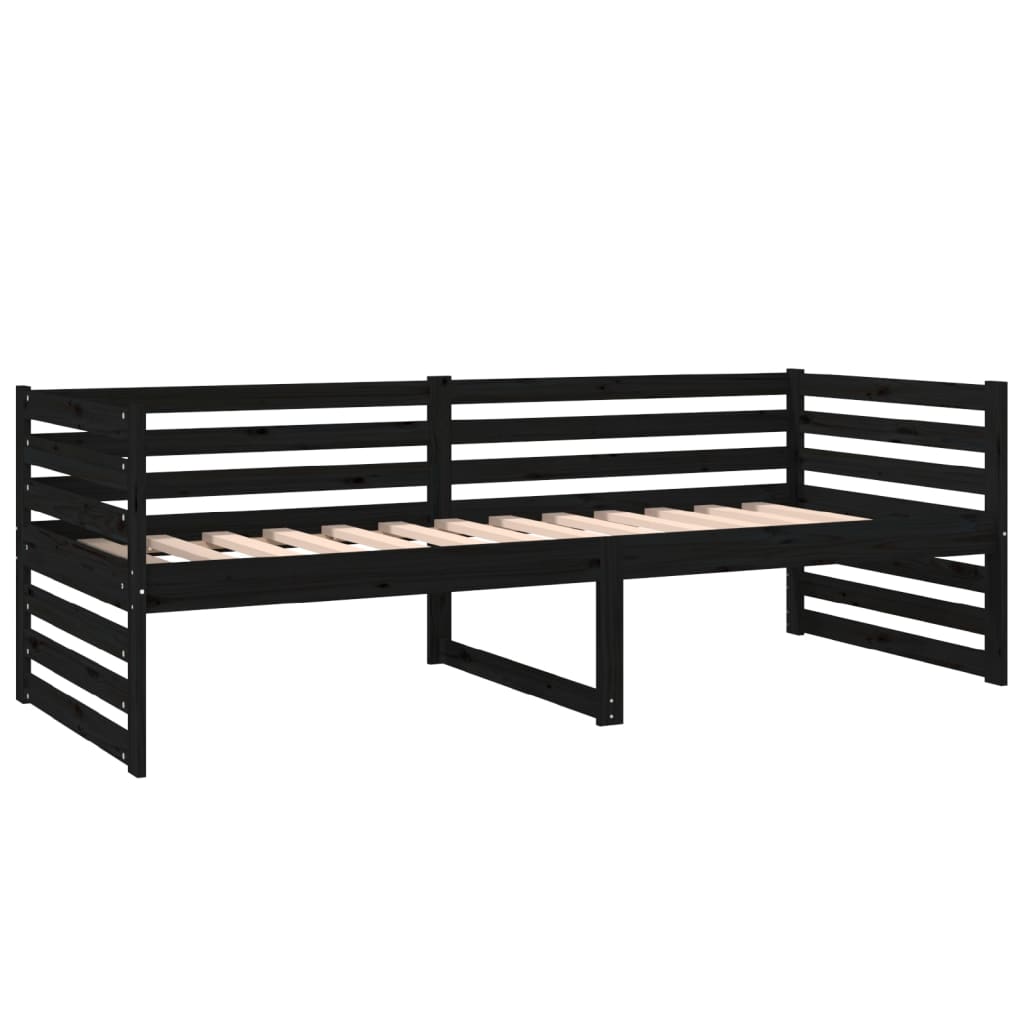 vidaXL Sofá-cama 80x200 cm madeira de pinho maciça preto