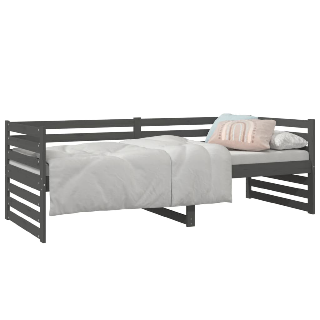 vidaXL Sofá-cama 80x200 cm madeira de pinho maciça cinzento