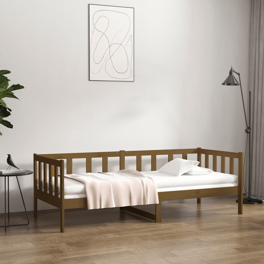 vidaXL Sofá-cama 90x190 cm madeira de pinho maciça castanho mel