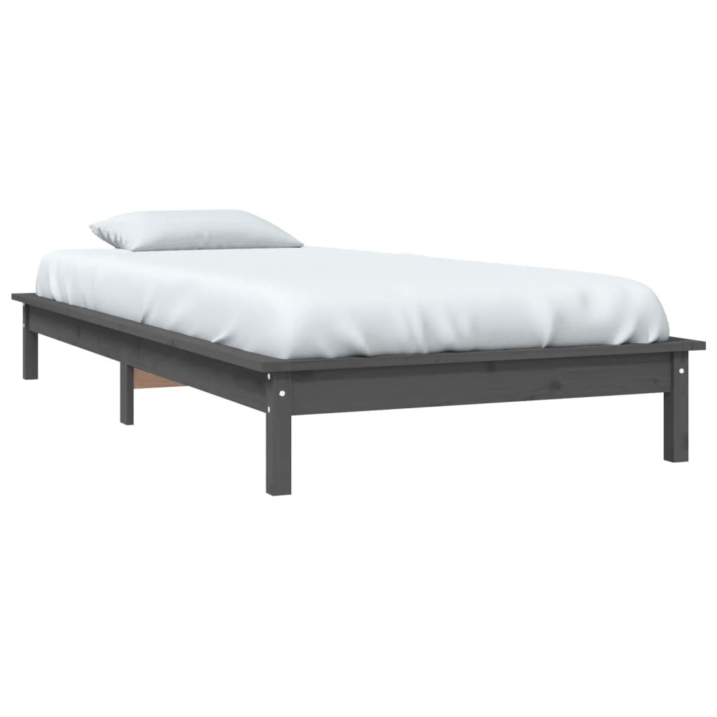 vidaXL Estrutura de cama 100x200 cm pinho maciço cinzento