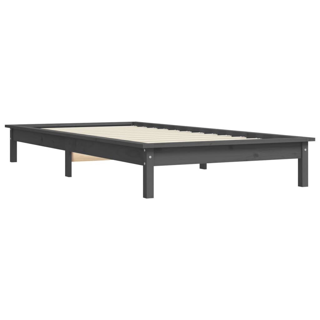 vidaXL Estrutura de cama 100x200 cm pinho maciço cinzento