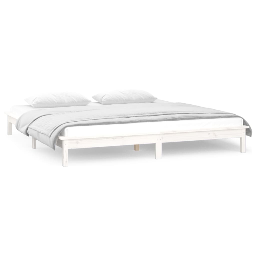 vidaXL Estrutura cama c/ LED pequena casal 120x190 cm pinho branco