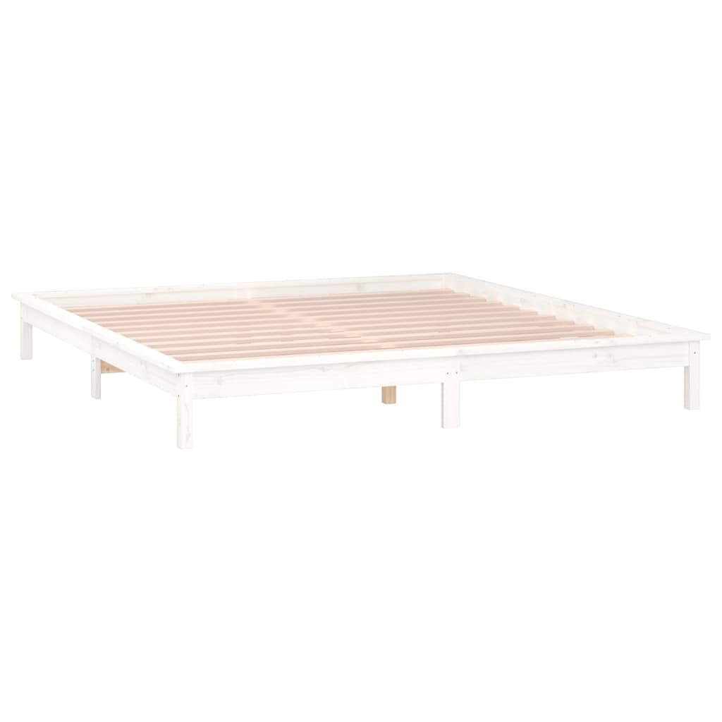 vidaXL Estrutura cama c/ LED pequena casal 120x190 cm pinho branco