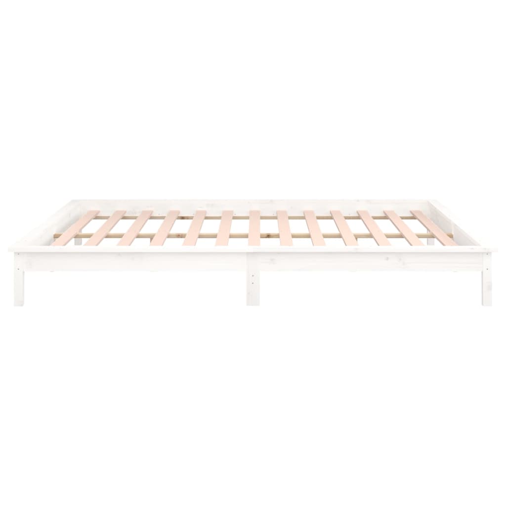 vidaXL Estrutura cama c/ LED pequena casal 120x190 cm pinho branco