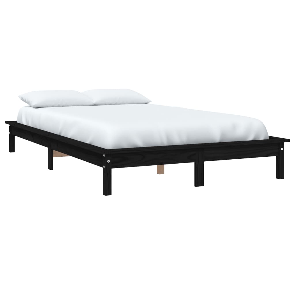 vidaXL Estrutura de cama 200x200 cm madeira de pinho maciça preto