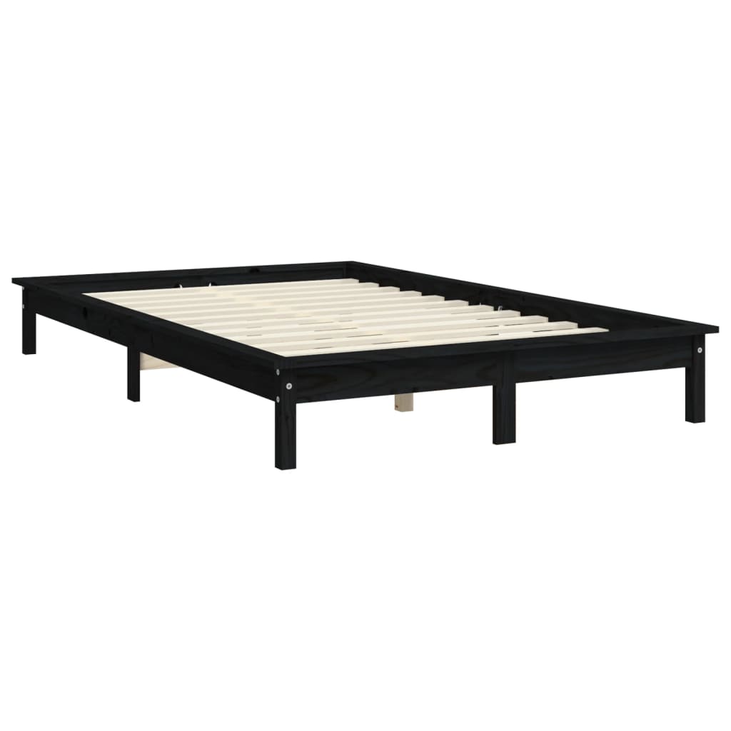 vidaXL Estrutura de cama 200x200 cm madeira de pinho maciça preto