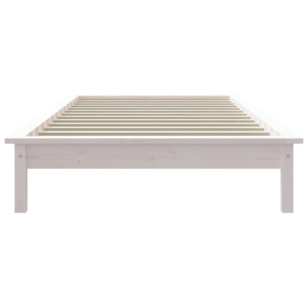 vidaXL Estrutura cama de solteiro pequena 75x190cm pinho maciço branco