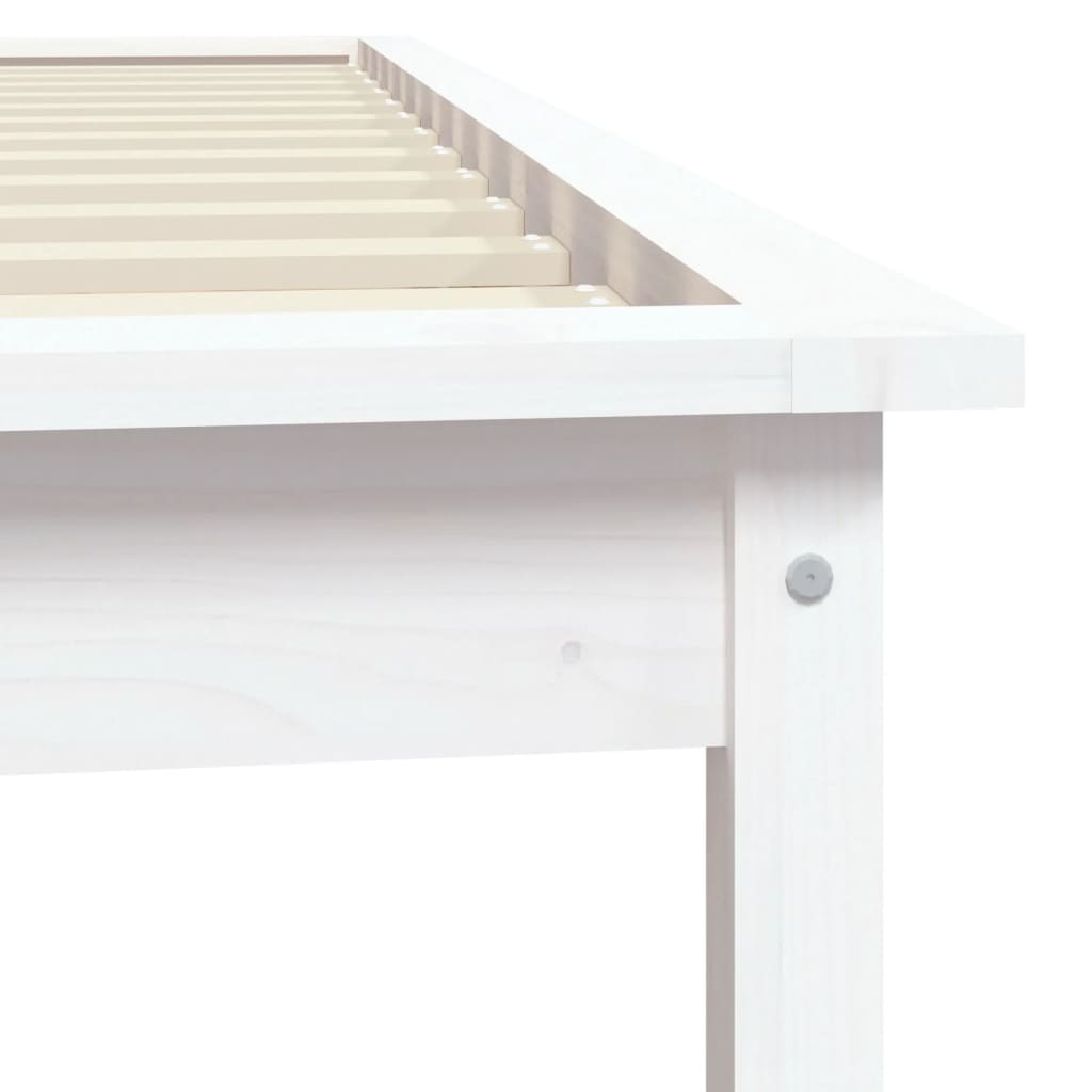 vidaXL Estrutura cama de solteiro pequena 75x190cm pinho maciço branco