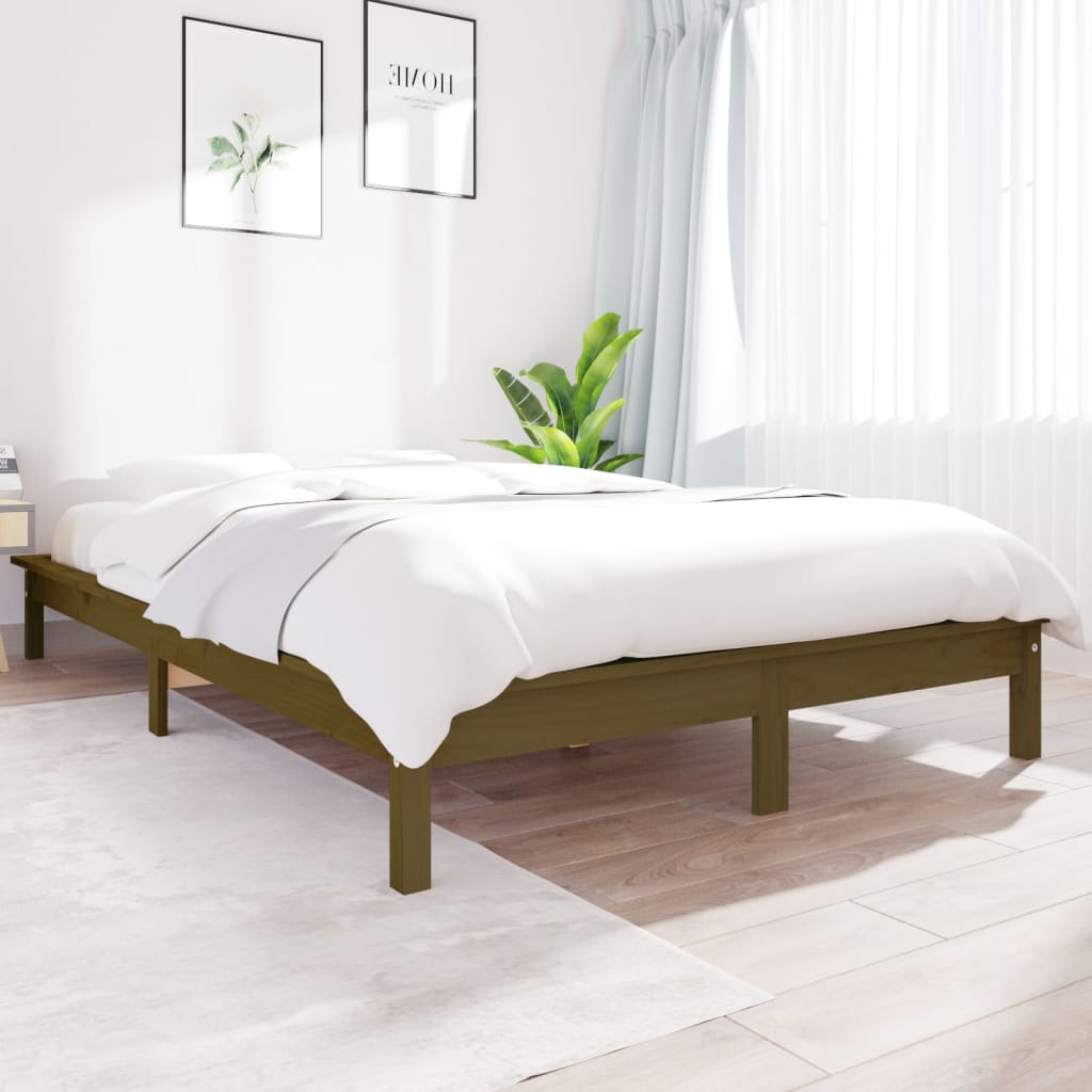 vidaXL Estrutura de cama 140x200 cm pinho maciço castanho mel