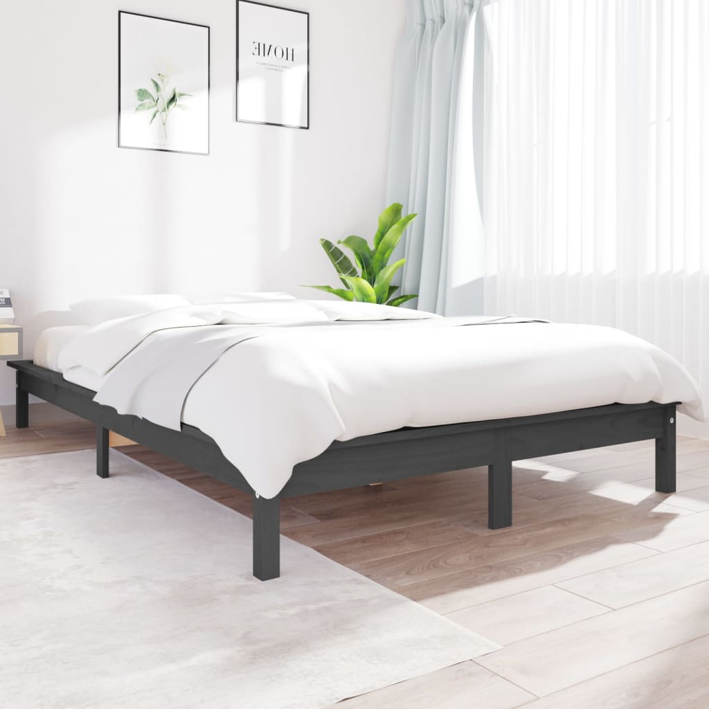 vidaXL Estrutura de cama 120x200 cm pinho maciço cinzento