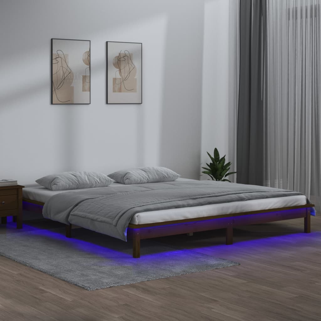 vidaXL Estrutura cama king 150x200cm madeira maciça castanho-mel