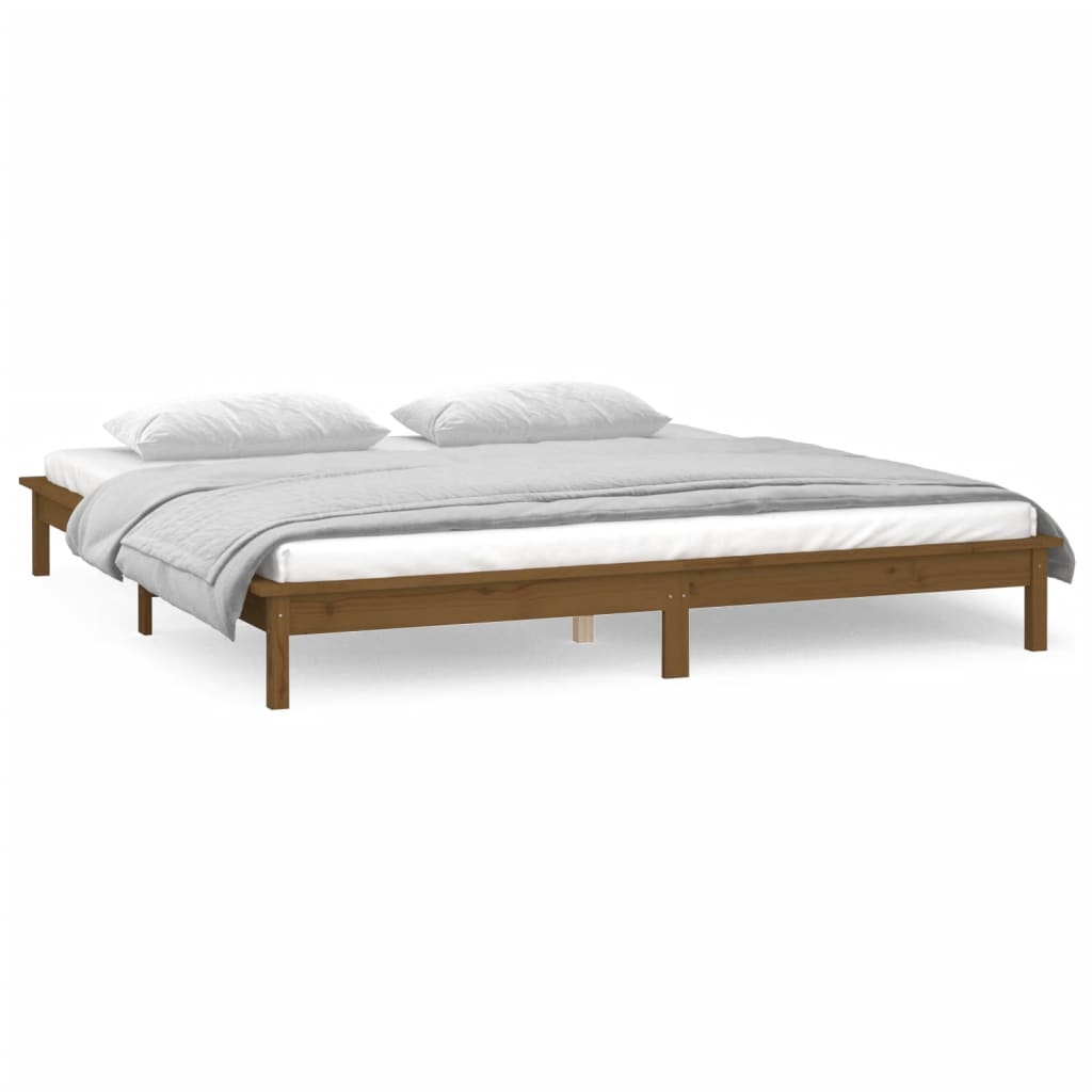 vidaXL Estrutura cama king 150x200cm madeira maciça castanho-mel