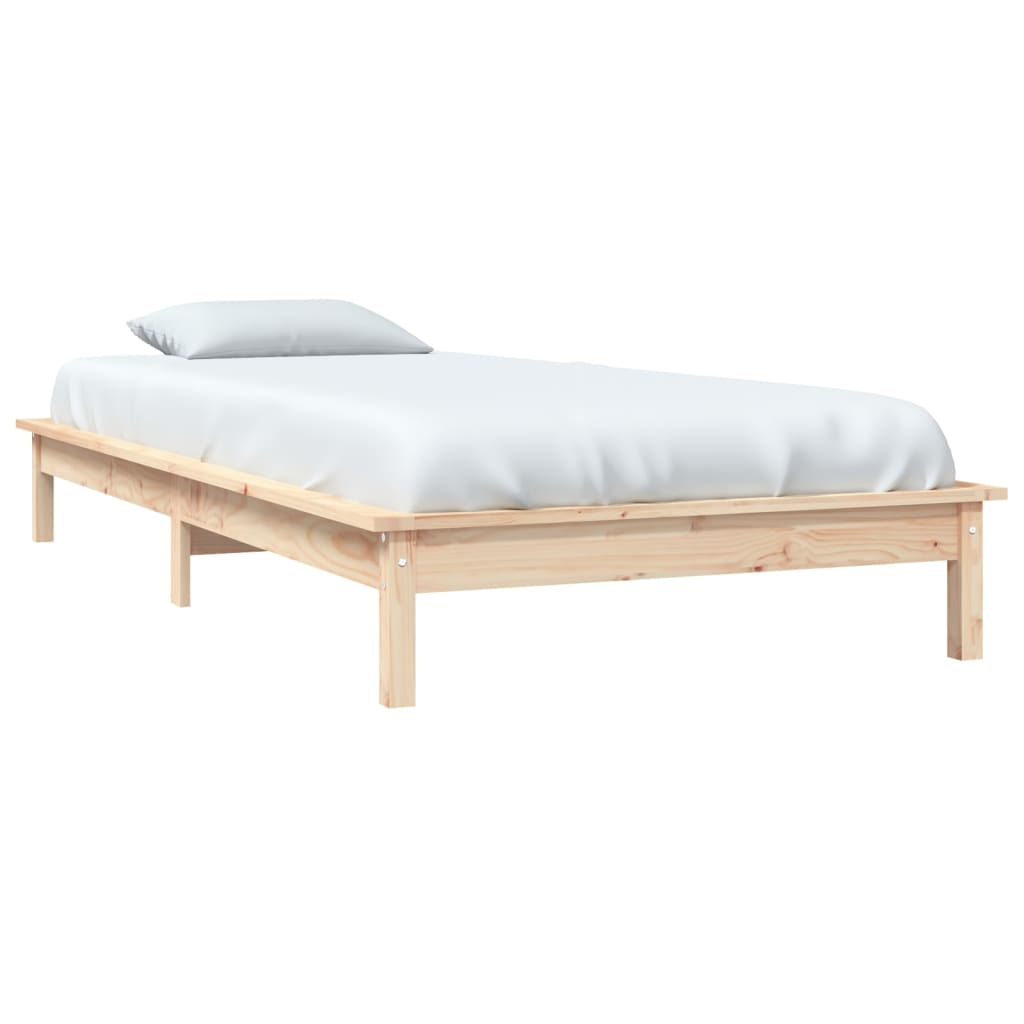 vidaXL Estrutura de cama de solteiro 90x190 cm pinho maciço