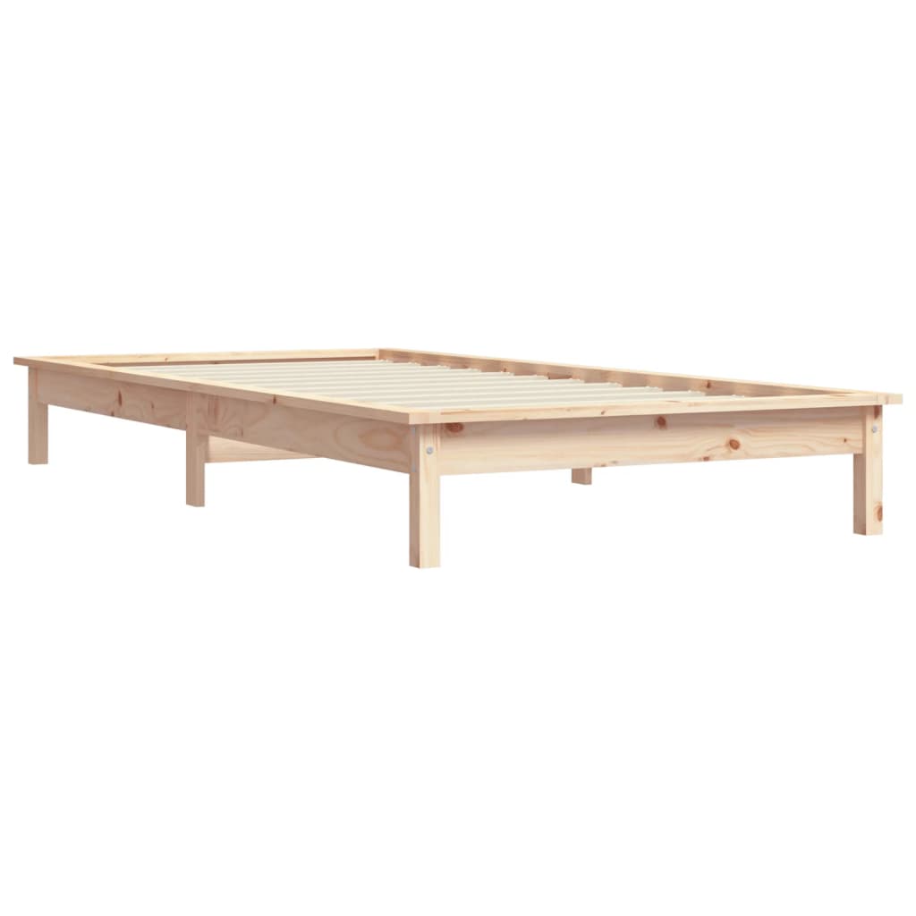 vidaXL Estrutura de cama de solteiro 90x190 cm pinho maciço