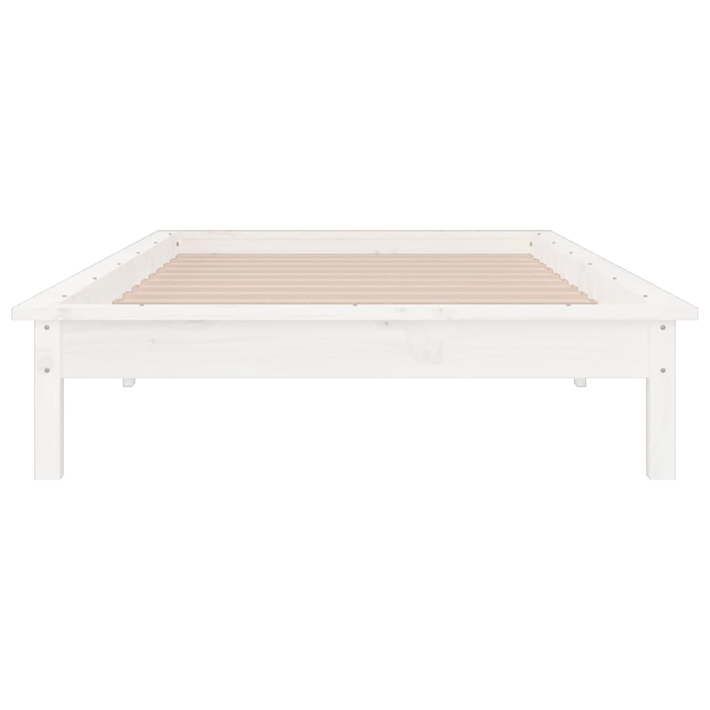 vidaXL Estrutura cama c/ LED solteiro 90x190 cm madeira maciça branco