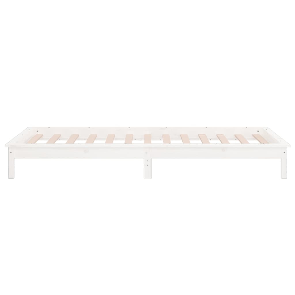 vidaXL Estrutura cama c/ LED solteiro 90x190 cm madeira maciça branco