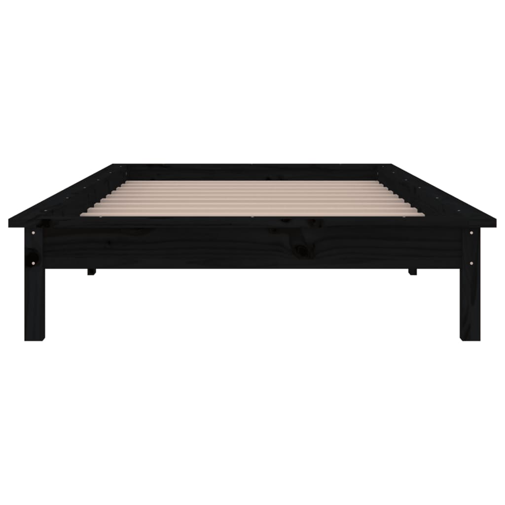 vidaXL Estrutura de cama c/ LED solteiro 90x190cm madeira maciça preto