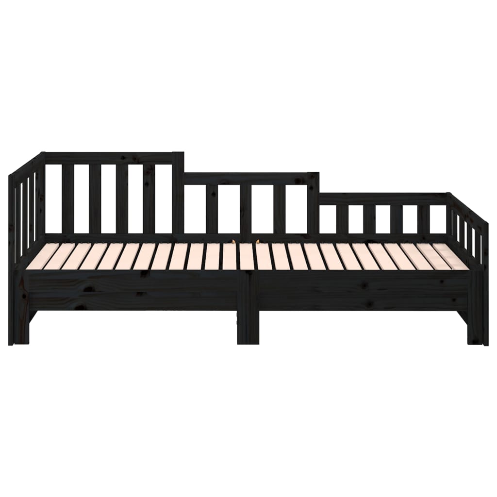 820736 vidaXL Sofá-cama de puxar 2x(90x200) cm pinho maciço preto