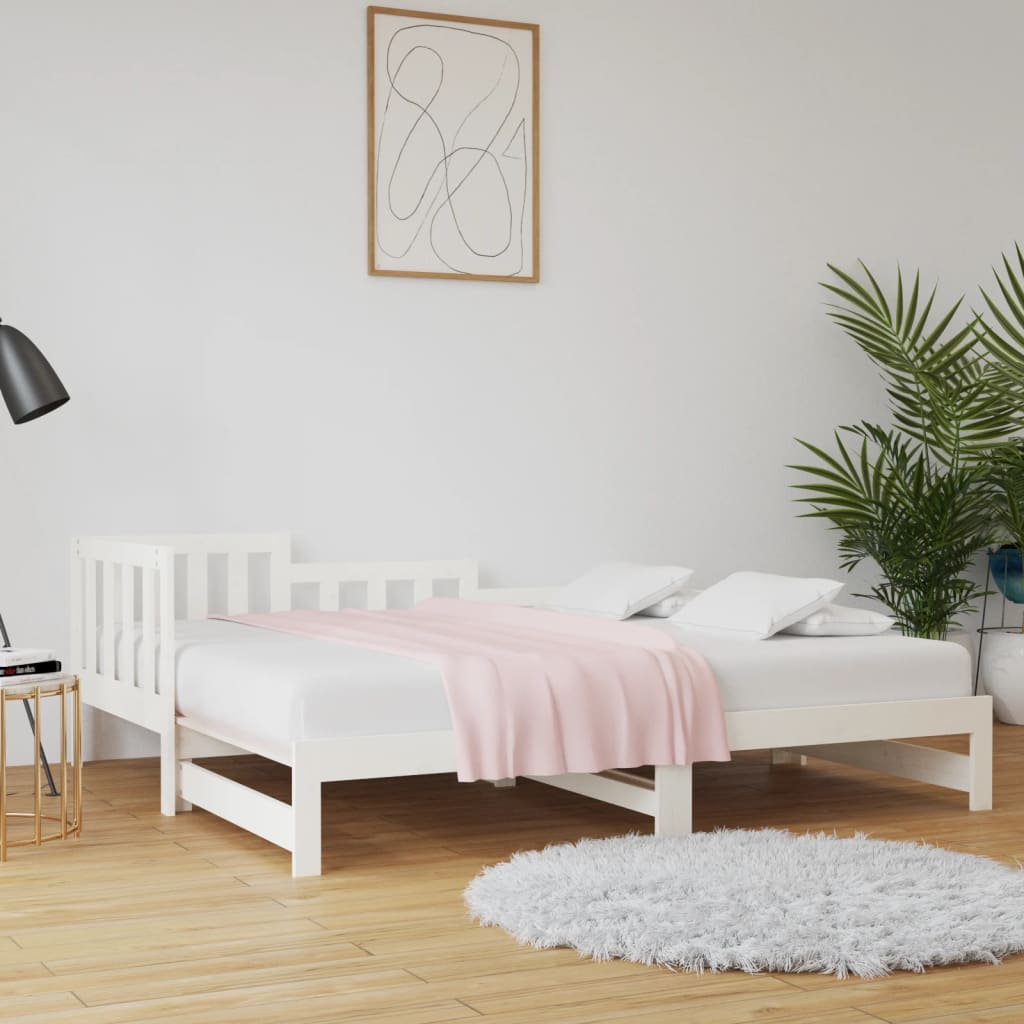 vidaXL Estrutura sofá-cama de puxar 2x(90x190) cm pinho maciço branco