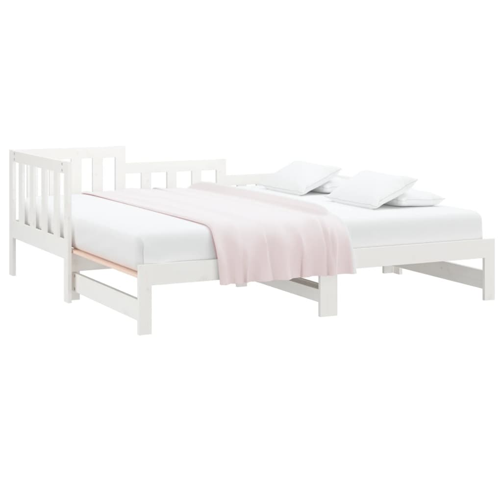 vidaXL Estrutura sofá-cama de puxar 2x(90x190) cm pinho maciço branco