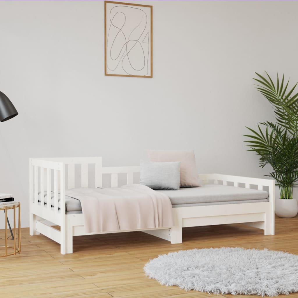 vidaXL Estrutura sofá-cama de puxar 2x(90x190) cm pinho maciço branco