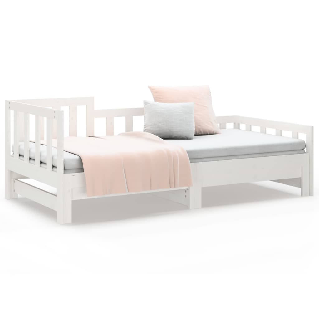 vidaXL Estrutura sofá-cama de puxar 2x(90x190) cm pinho maciço branco