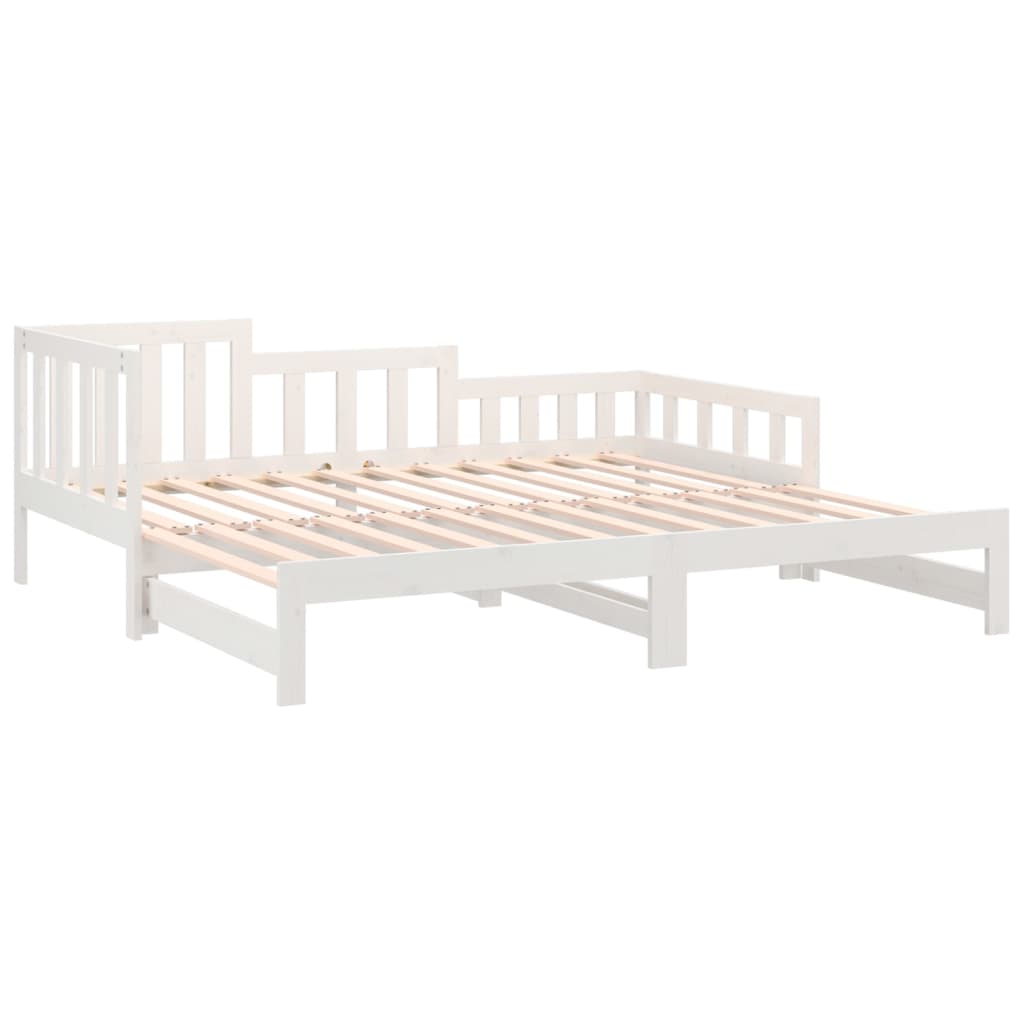 vidaXL Estrutura sofá-cama de puxar 2x(90x190) cm pinho maciço branco