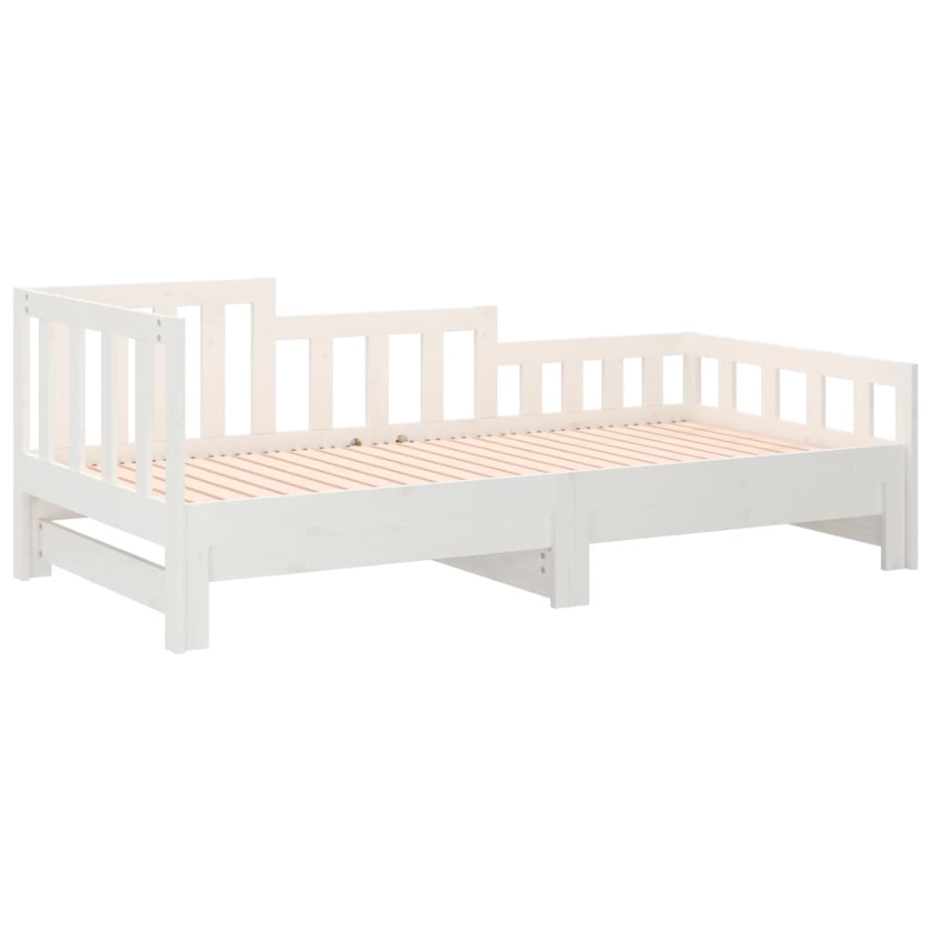 vidaXL Estrutura sofá-cama de puxar 2x(90x190) cm pinho maciço branco