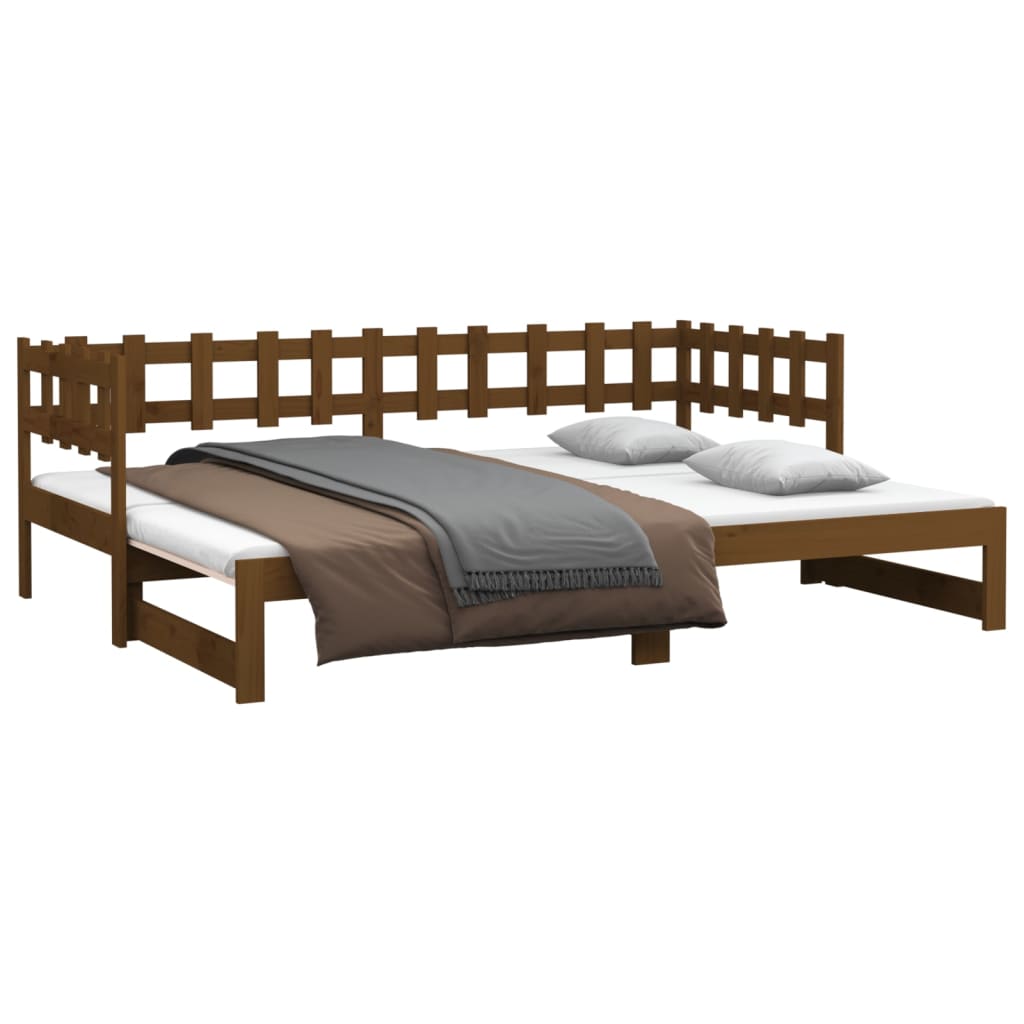 vidaXL Estrutura sofá-cama de puxar 2x(90x190)cm pinho maciço castanho