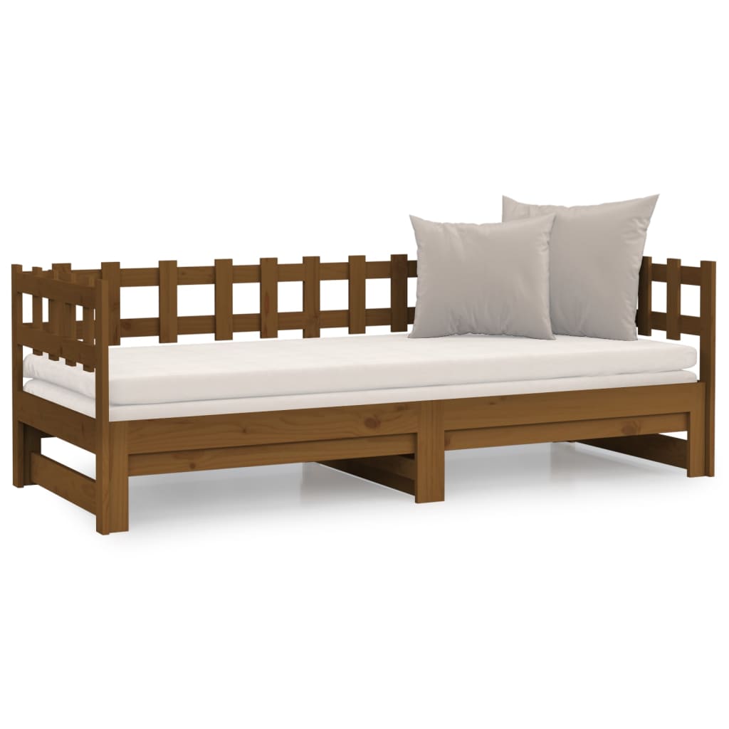 vidaXL Estrutura sofá-cama de puxar 2x(90x190)cm pinho maciço castanho