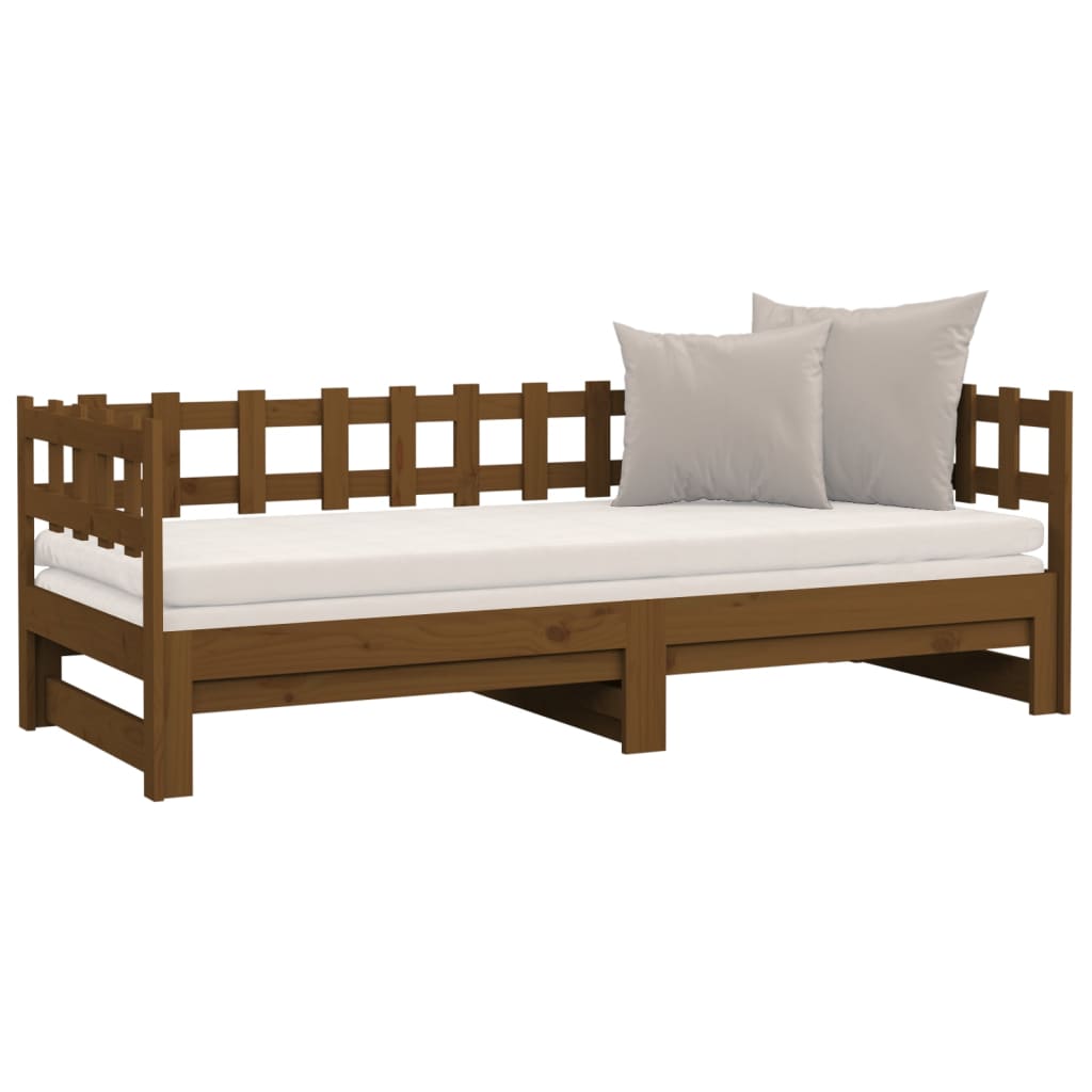 vidaXL Estrutura sofá-cama de puxar 2x(90x190)cm pinho maciço castanho