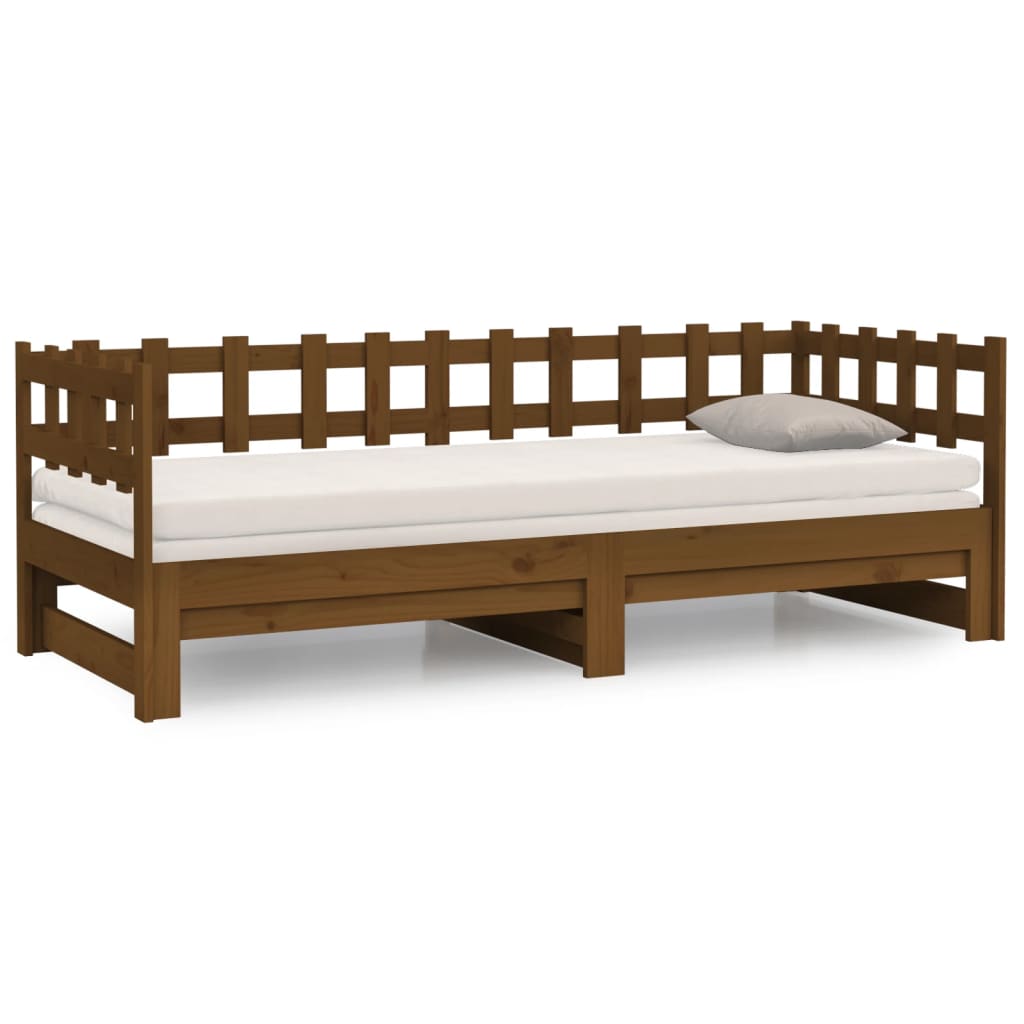 vidaXL Estrutura sofá-cama de puxar 2x(90x190)cm pinho maciço castanho