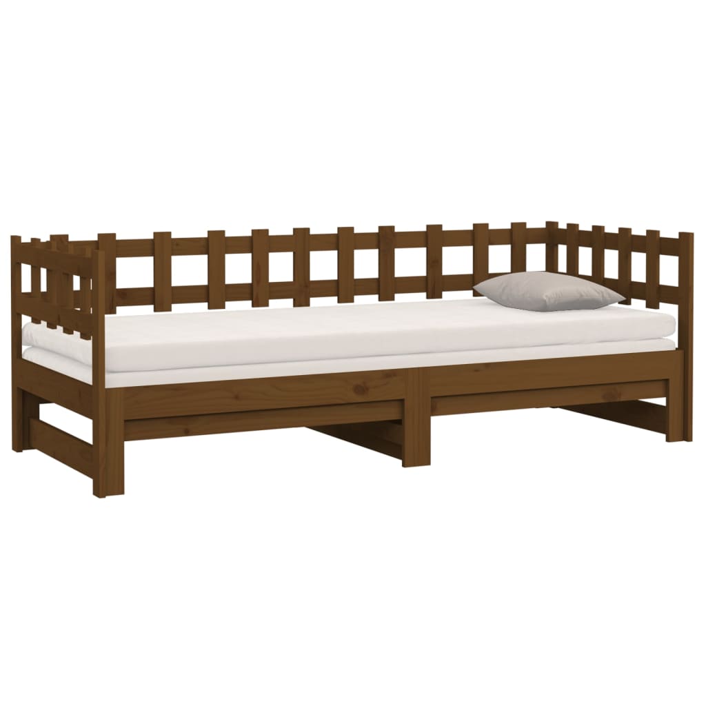 vidaXL Estrutura sofá-cama de puxar 2x(90x190)cm pinho maciço castanho