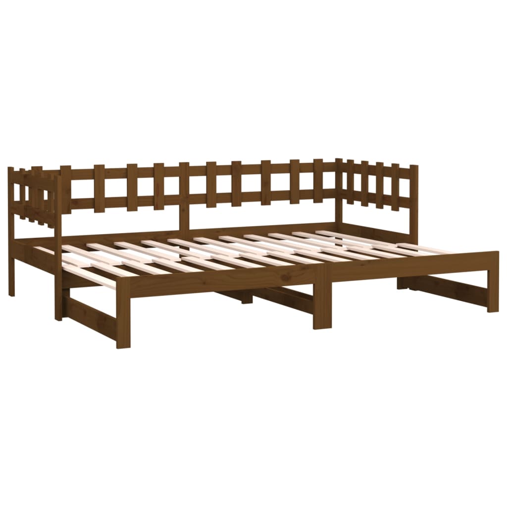 vidaXL Estrutura sofá-cama de puxar 2x(90x190)cm pinho maciço castanho