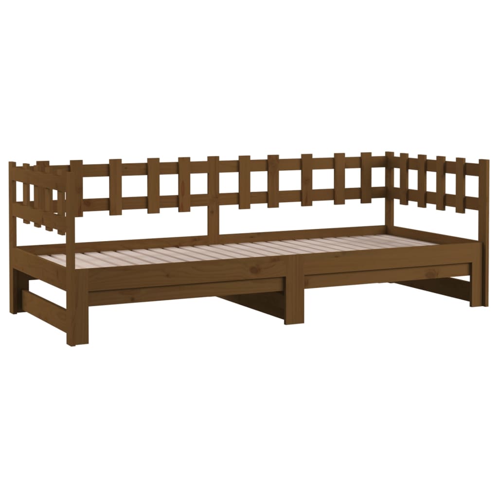 vidaXL Estrutura sofá-cama de puxar 2x(90x190)cm pinho maciço castanho