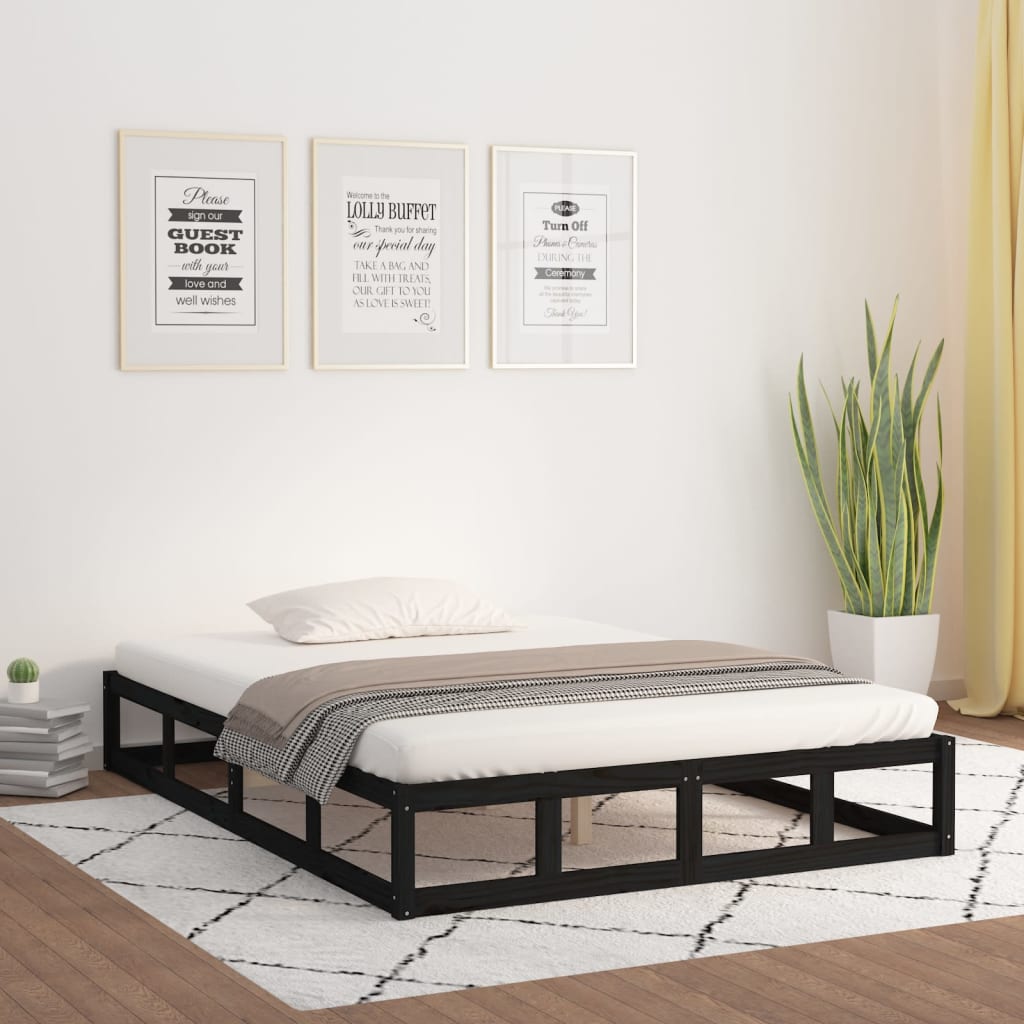 vidaXL Estrutura de cama super king 180x200 cm madeira maciça preto