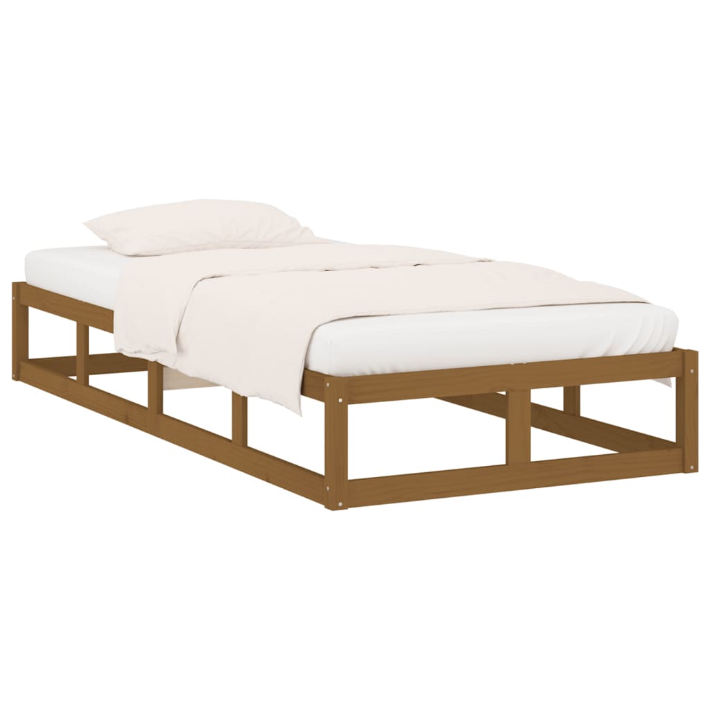 vidaXL Estrutura de cama solteiro 90x190cm madeira maciça castanho mel