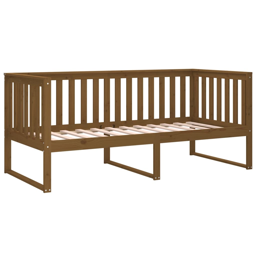 vidaXL Sofá-cama 90x200 cm madeira de pinho maciça castanho mel