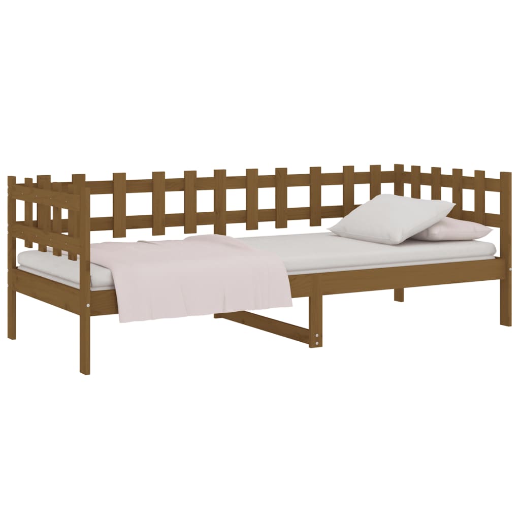 vidaXL Sofá-cama 90x190 cm madeira de pinho maciça castanho mel