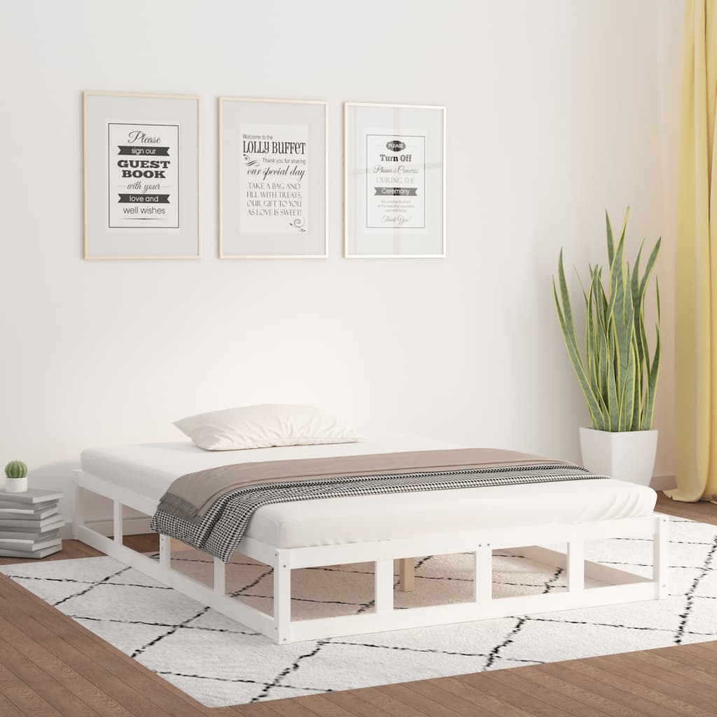 vidaXL Estrutura de cama 200x200 cm pinho maciço branco