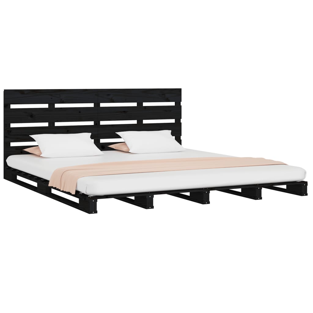 vidaXL Estrutura de cama de casal 135x190 cm pinho maciço preto