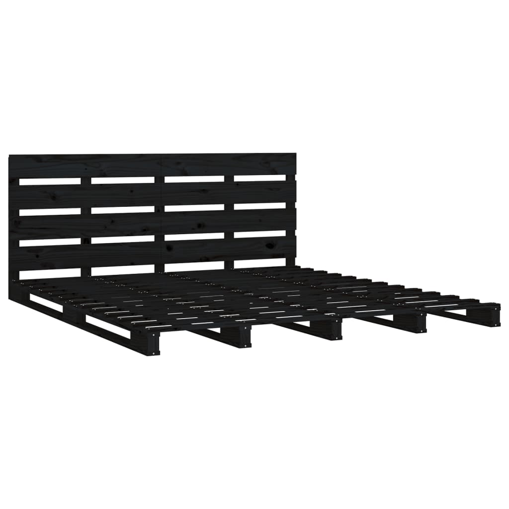 vidaXL Estrutura de cama de casal 135x190 cm pinho maciço preto